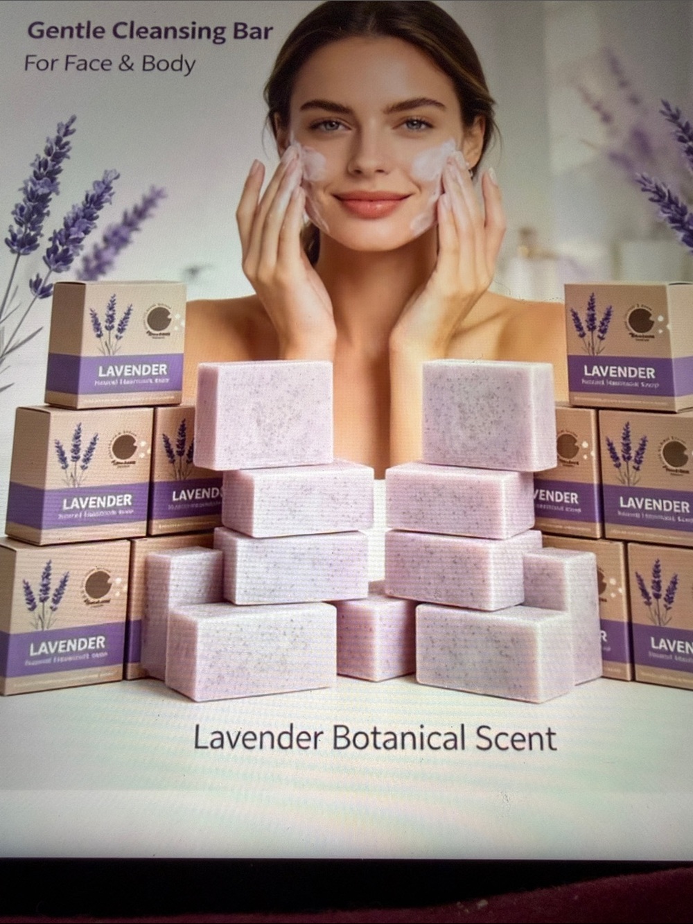 Handmade Lavender Bath Soap Bar - Gentle Calming Cleanse with soap bag. 🆕 - Picture 4 of 4